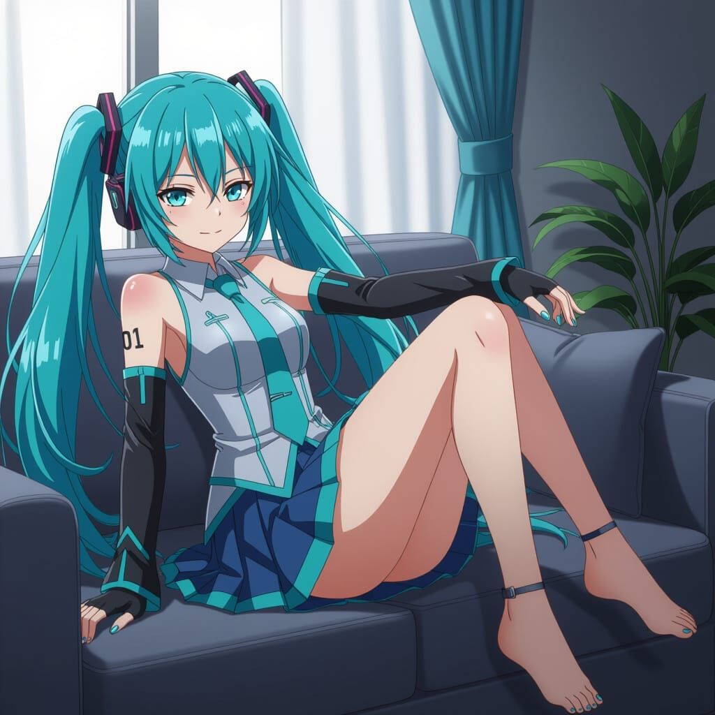 Hatsune Miku Lounges in Cel-Shaded Studio Trigger Style