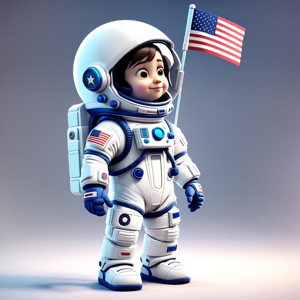 Cute Astronaut Toy in 3D Digital Art Style