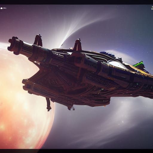 Spaceship Antares Cruising Among Stars in Sci-Fi Style