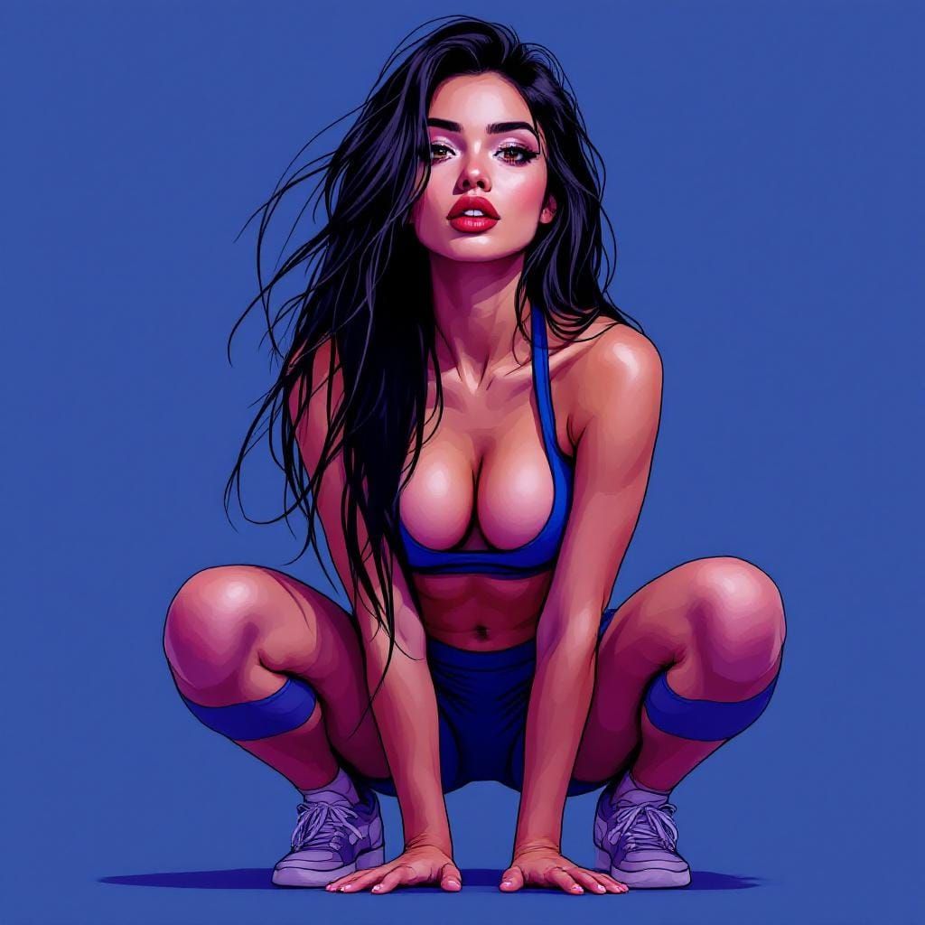 Dynamic Fullbody Shot of a Gorgeous Woman in Vibrant Style