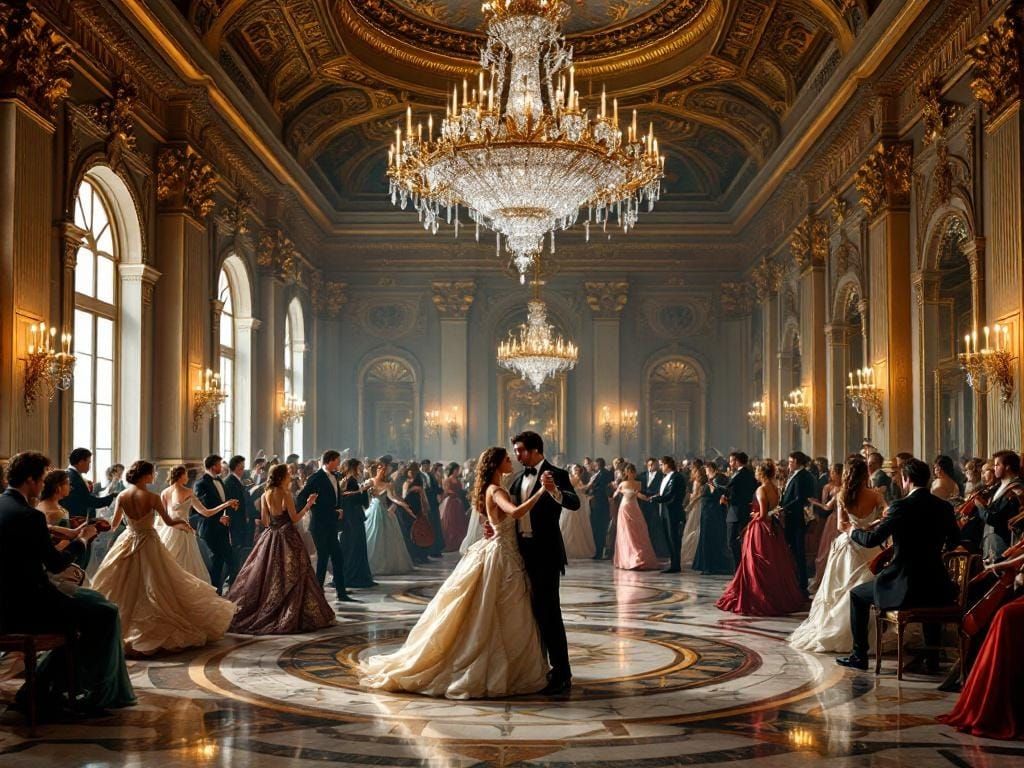 Opulent Baroque Ballroom Dance in Palace, Baroque Style