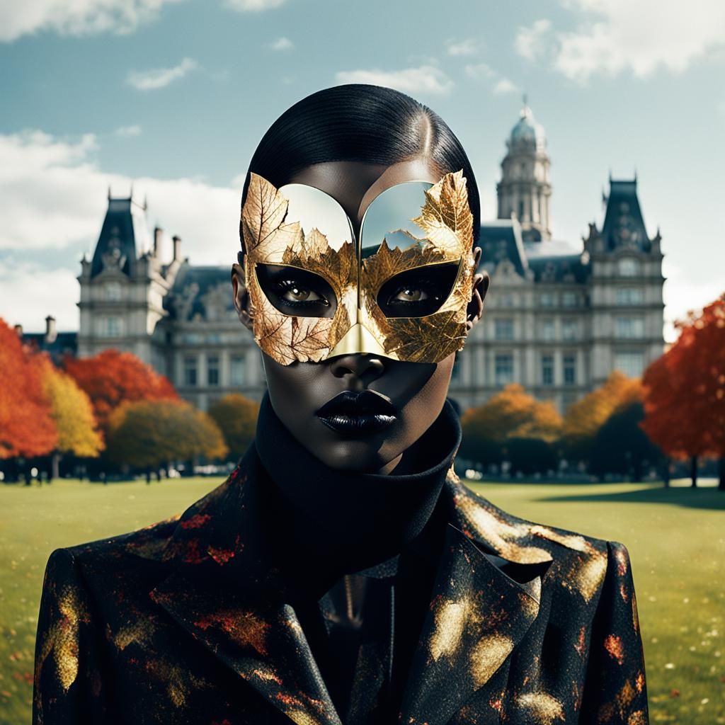 Autumn Fashion: Gothic Model in Hyperreal Double Exposure