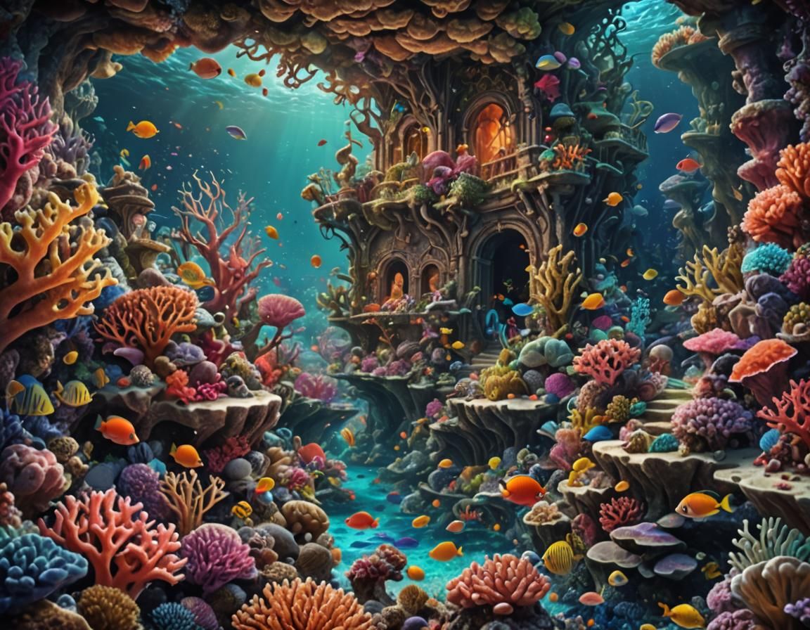 Vibrant Coral Reef: A Photorealistic Fairytale Illustration