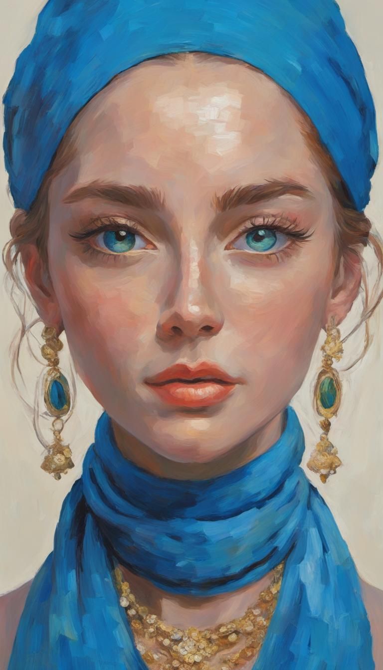 Post-Impressionist Oil Painting of a Stunning Woman