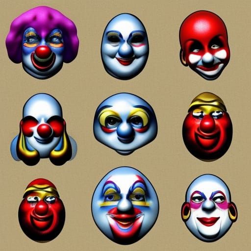 Psychedelic Clowns and Jesters in Oils