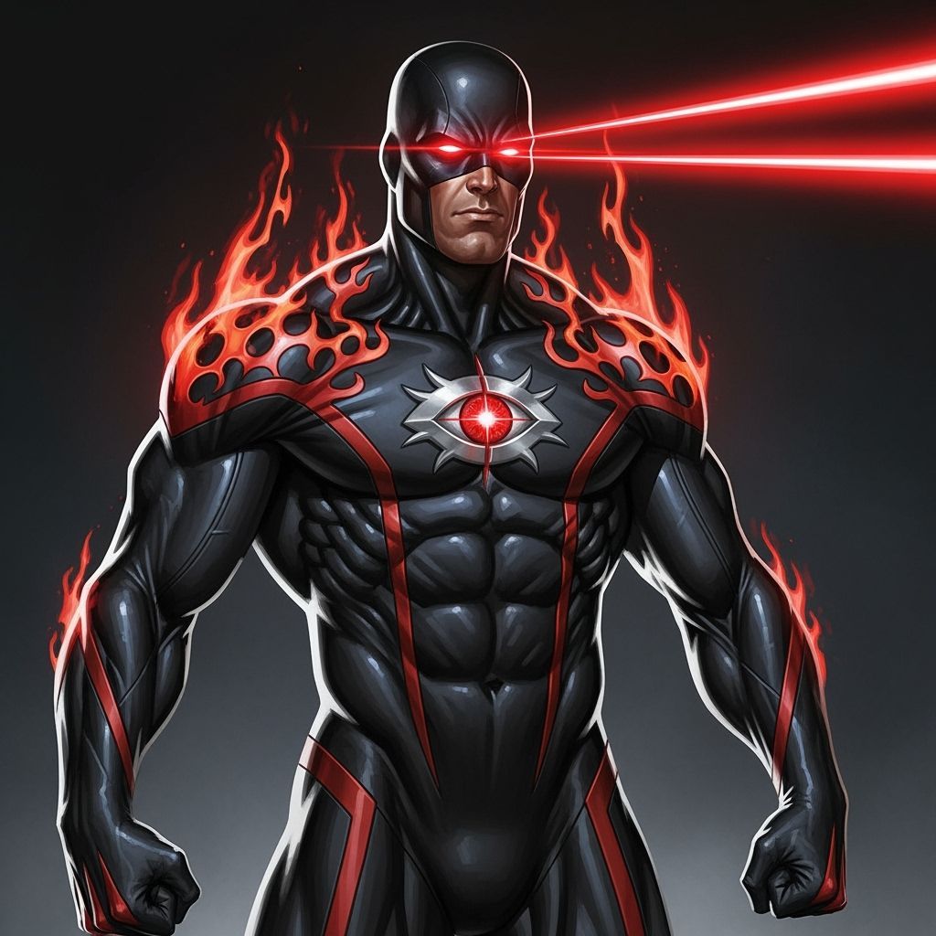 Dynamic Superhero with Laser Eyes in Comic Book Style