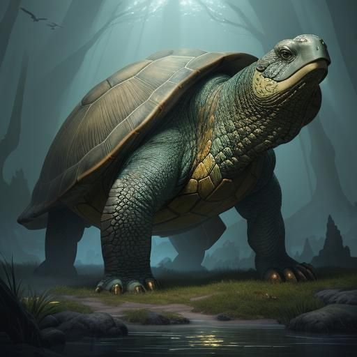 Detailed Illustration of Maturin the Wise Turtle