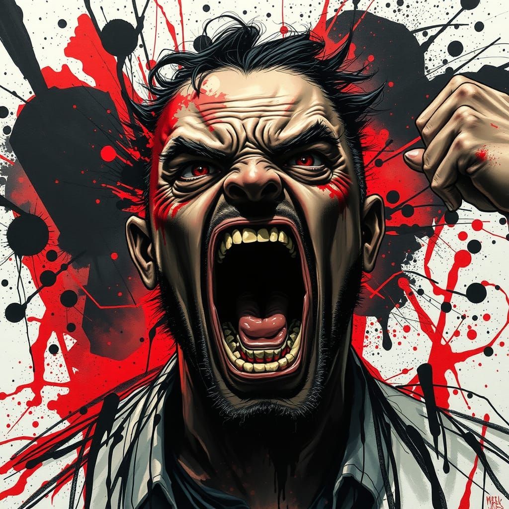 Furious Figure in Dark, Expressive Art