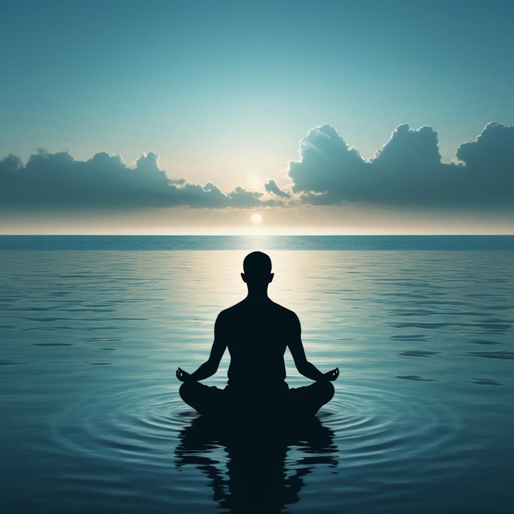 Meditating Silhouette: Serene Ocean View