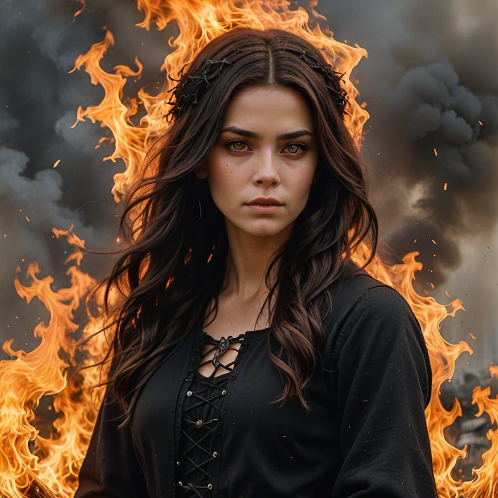 Brunette Witch Burning at the Stake
