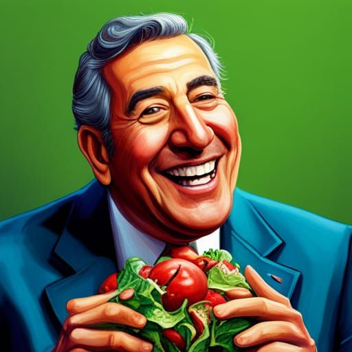 Tony Bennett Laughing: Hyperrealistic Splash Art Portrait