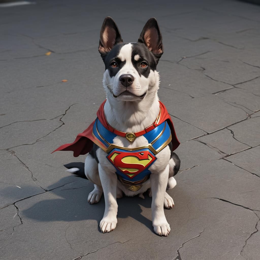 Anime Superman Dog in 3D Style