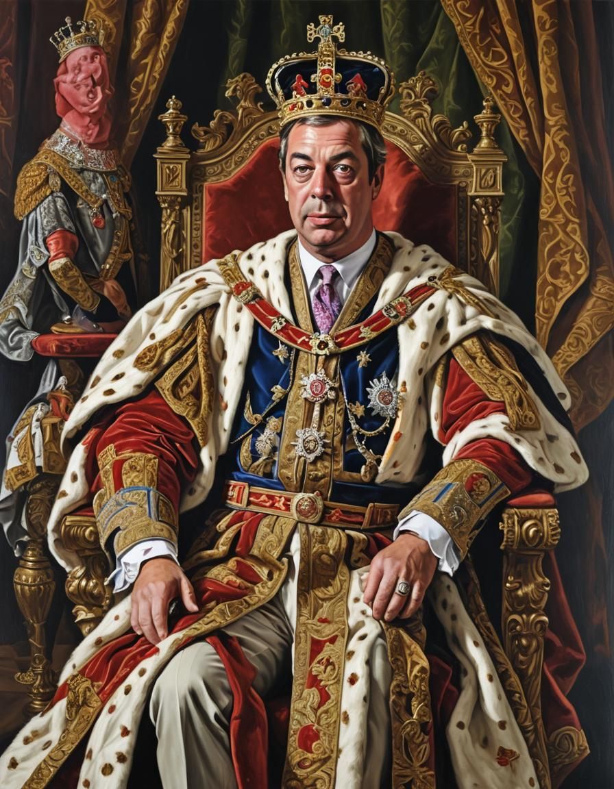 Hyperrealistic Portrait: Nigel Farage as King
