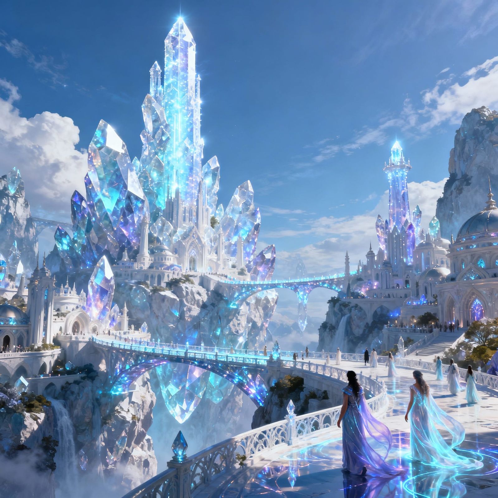 Crystal City of Light Towers in Fantasy Concept Art Style