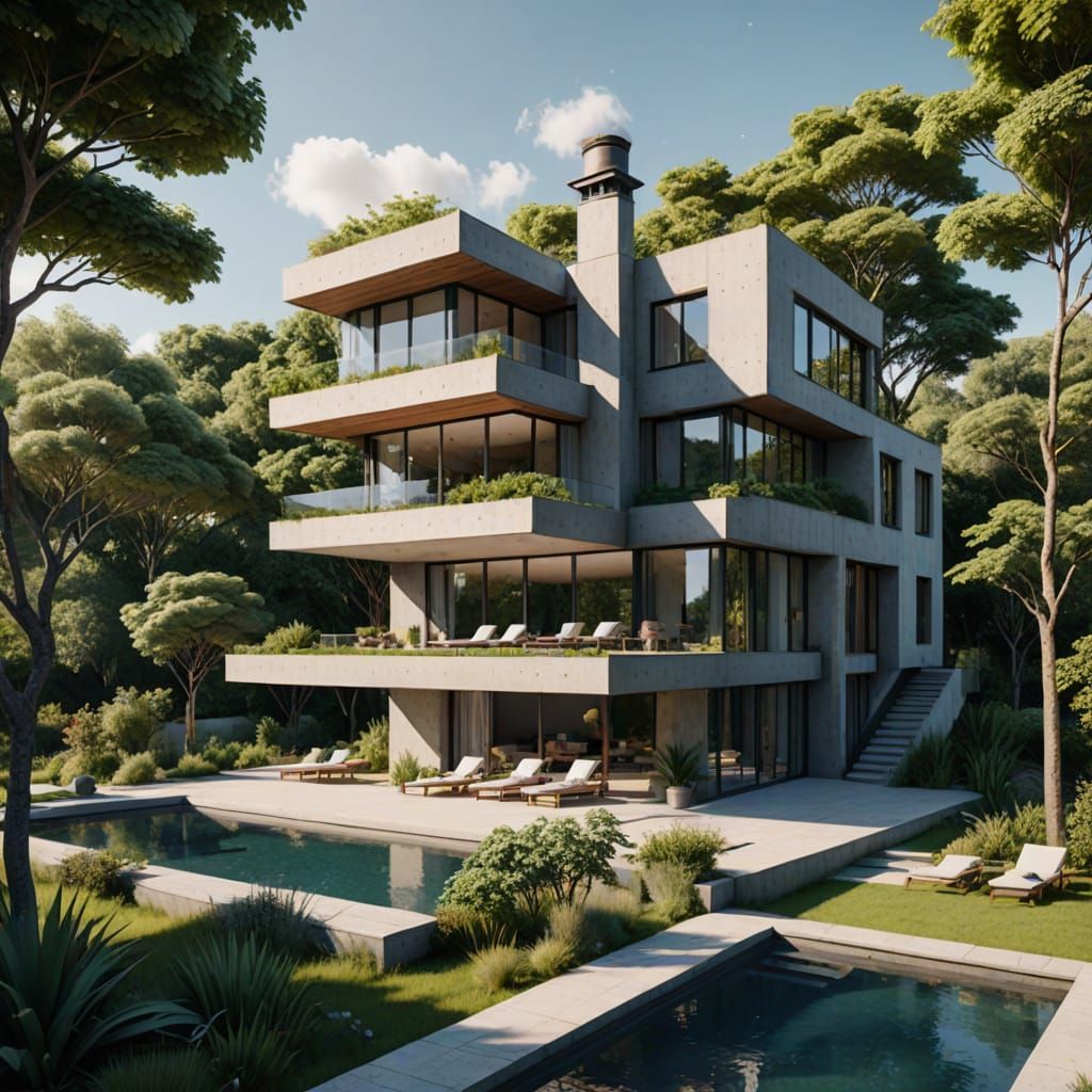 Modern Villa with Infinity Pool in Hyper-Realistic 8K