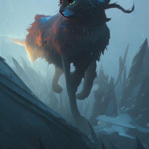 Hyperdetailed Ice Cat Concept Art in 8k