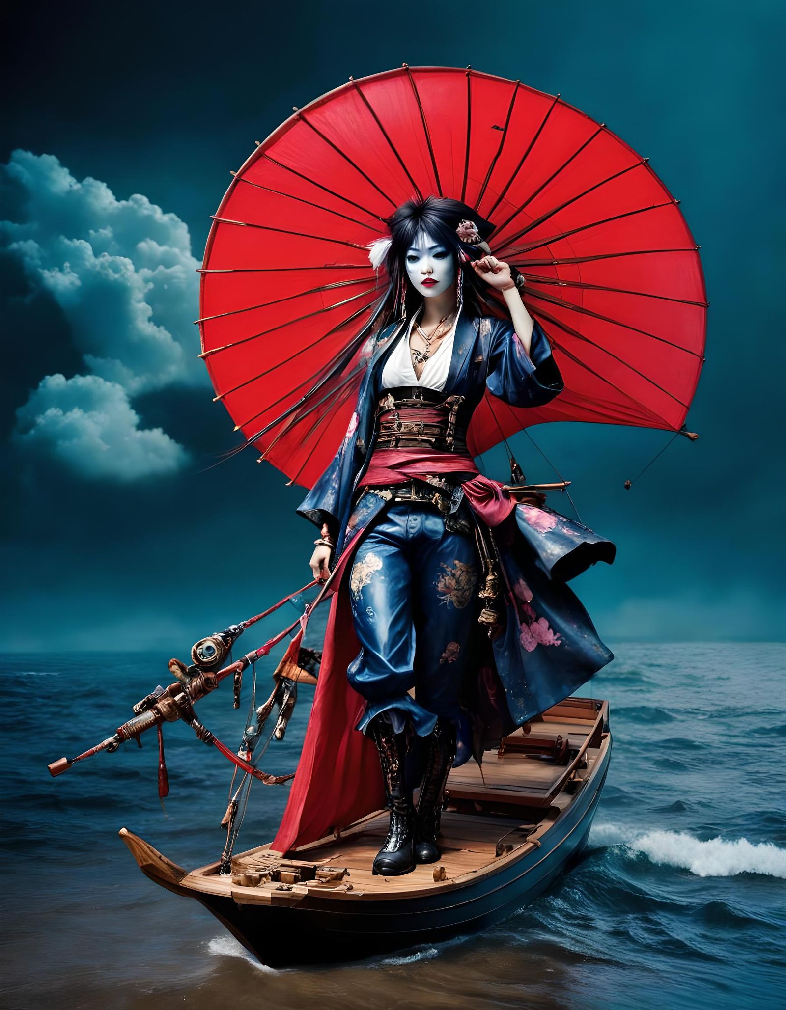 Minimalist Japanese Pirate Poster in Pinhole View