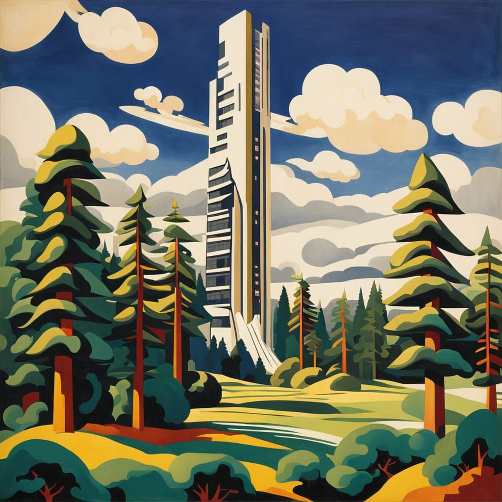 Futuristic Skyscraper in Pine Valley, Herbin Style