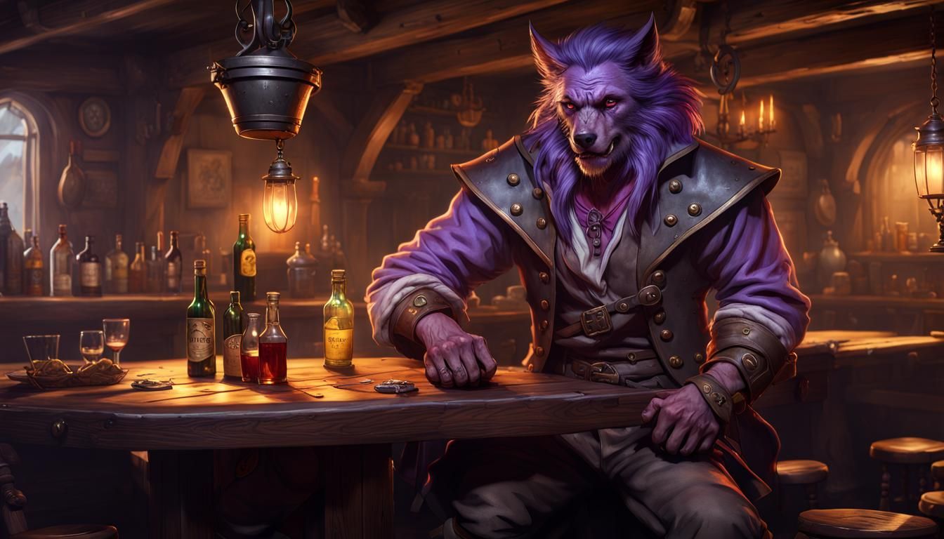 Werewolf Pirate First Mate in Dark Fantasy Style