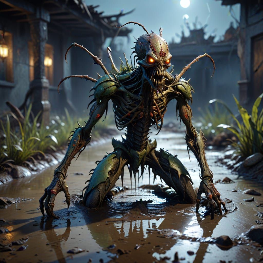 Zombiecore Insectoid Creature Emerges from Mud