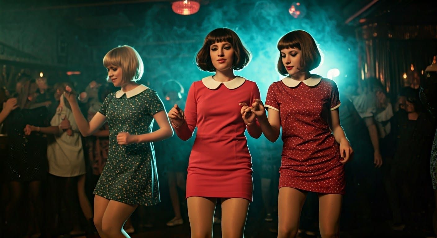 1970s Mod Girls Dancing in Nightclub