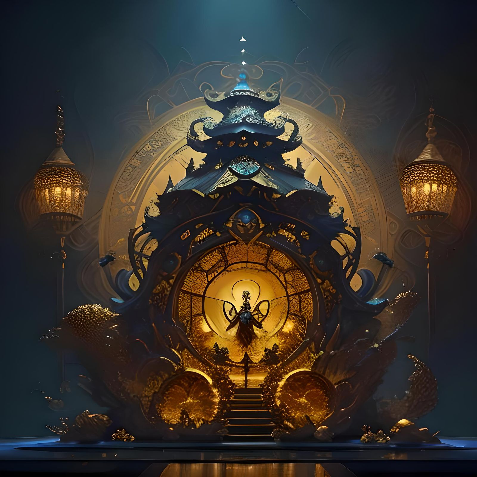 Elegant Beehive with Honeycomb Queen in Fantasy Art