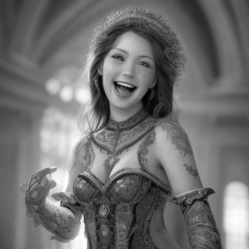 Hyperrealistic Portrait of a Laughing Woman in HDR