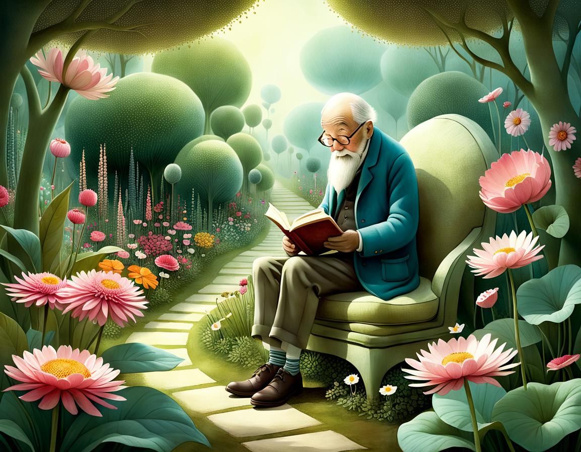 Magical Garden Reading: Whimsical Children's Illustration