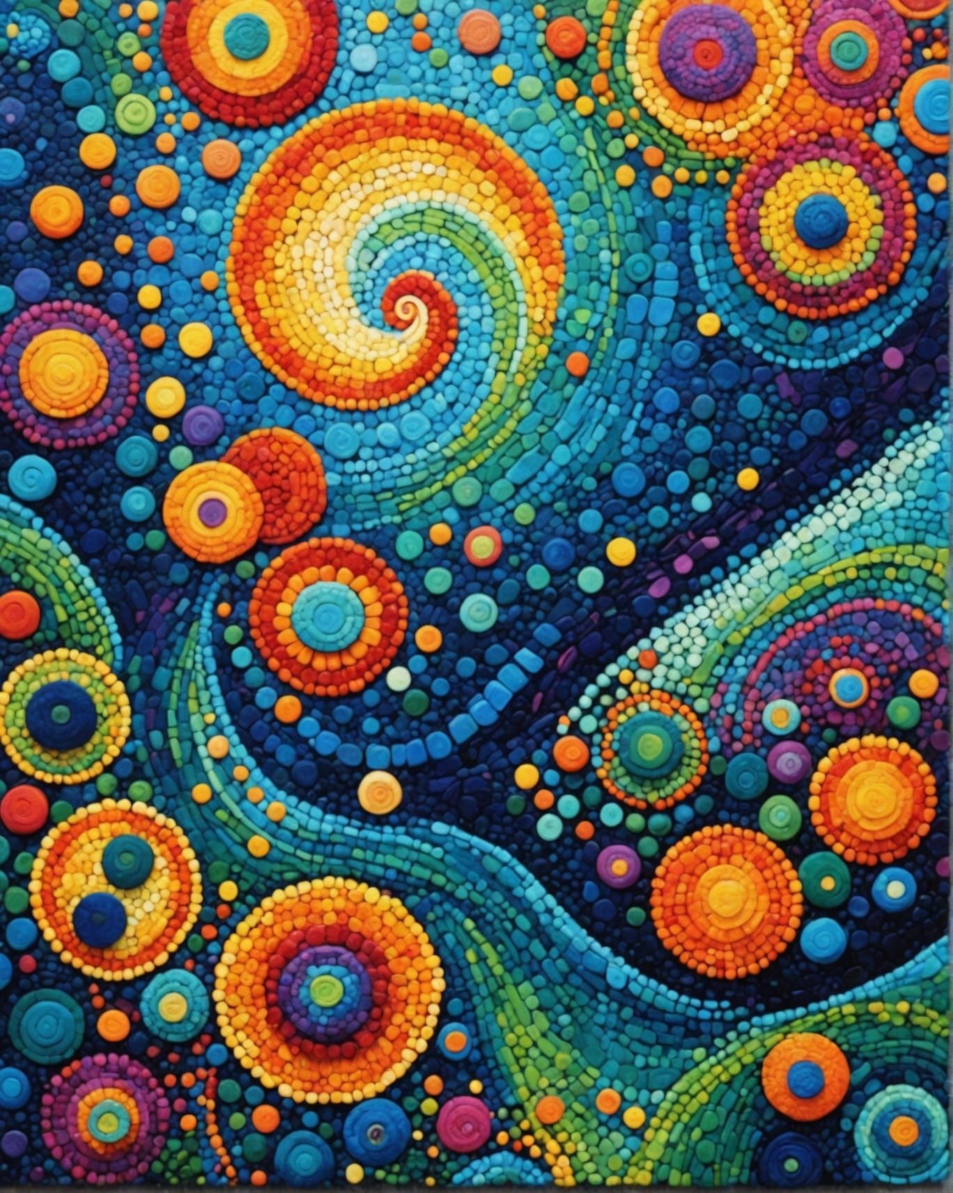 Abstract Pointillism Art: Tidal Tapestry