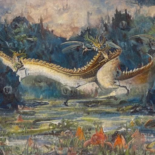 Dragon Flight to New Lands: Oil Painting