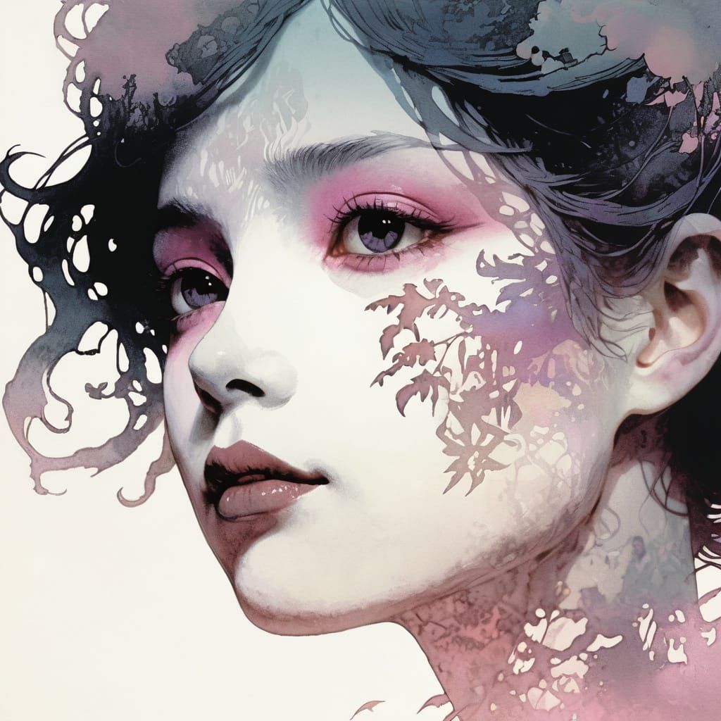 Mysterious Silhouette in Fog with Gradient Colors