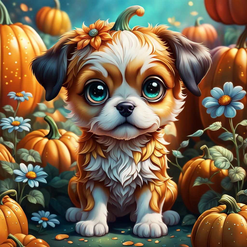 Pumpkin cute chibi puppy