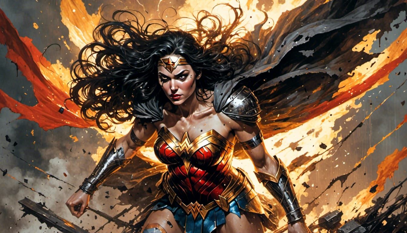 Decaying Wonder Woman Throws Shield at Holy Knight