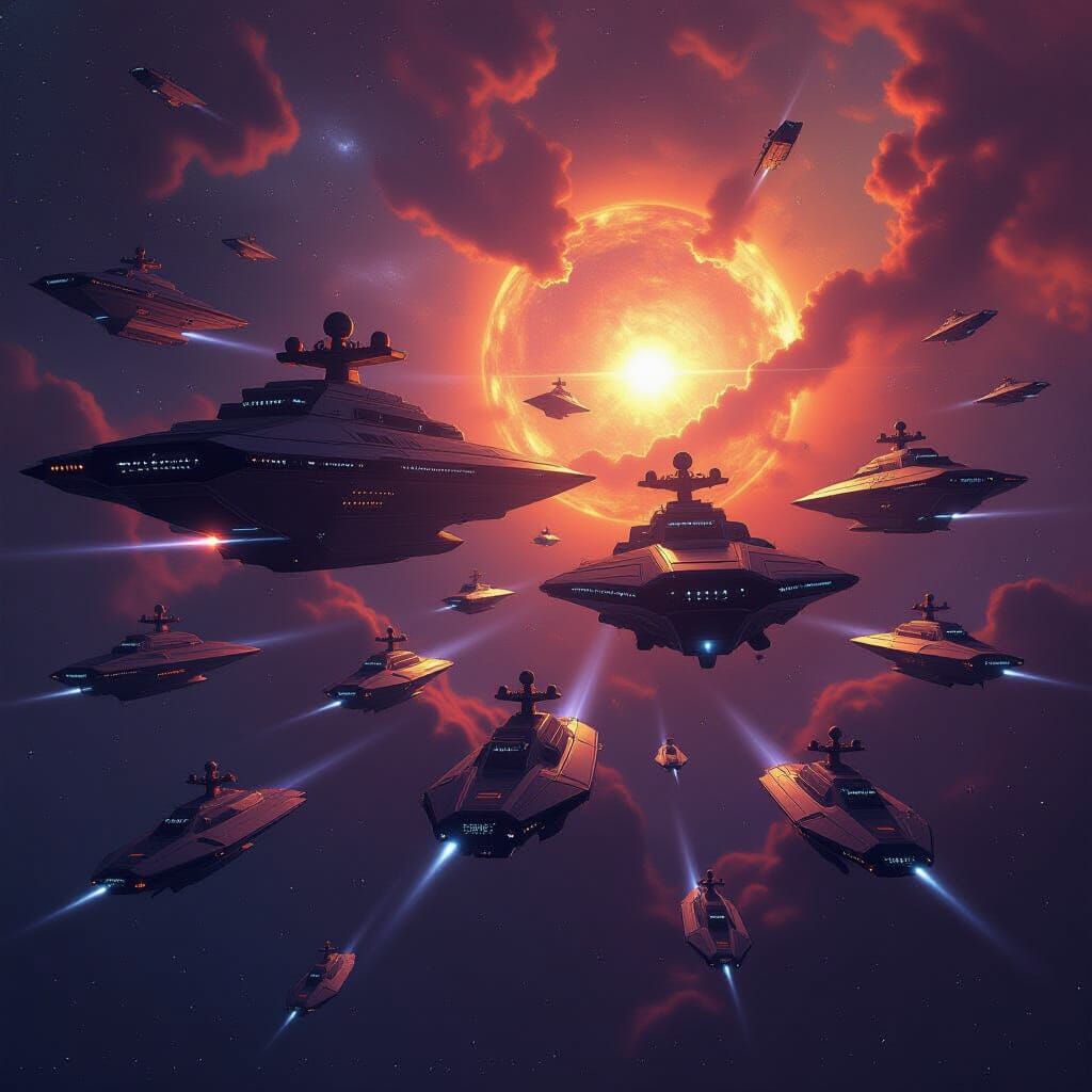 Giant Starships Arrive at New Star System