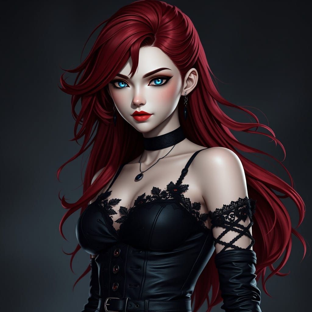 Dark Fantasy Queen in Edgy, Dramatic Fashion