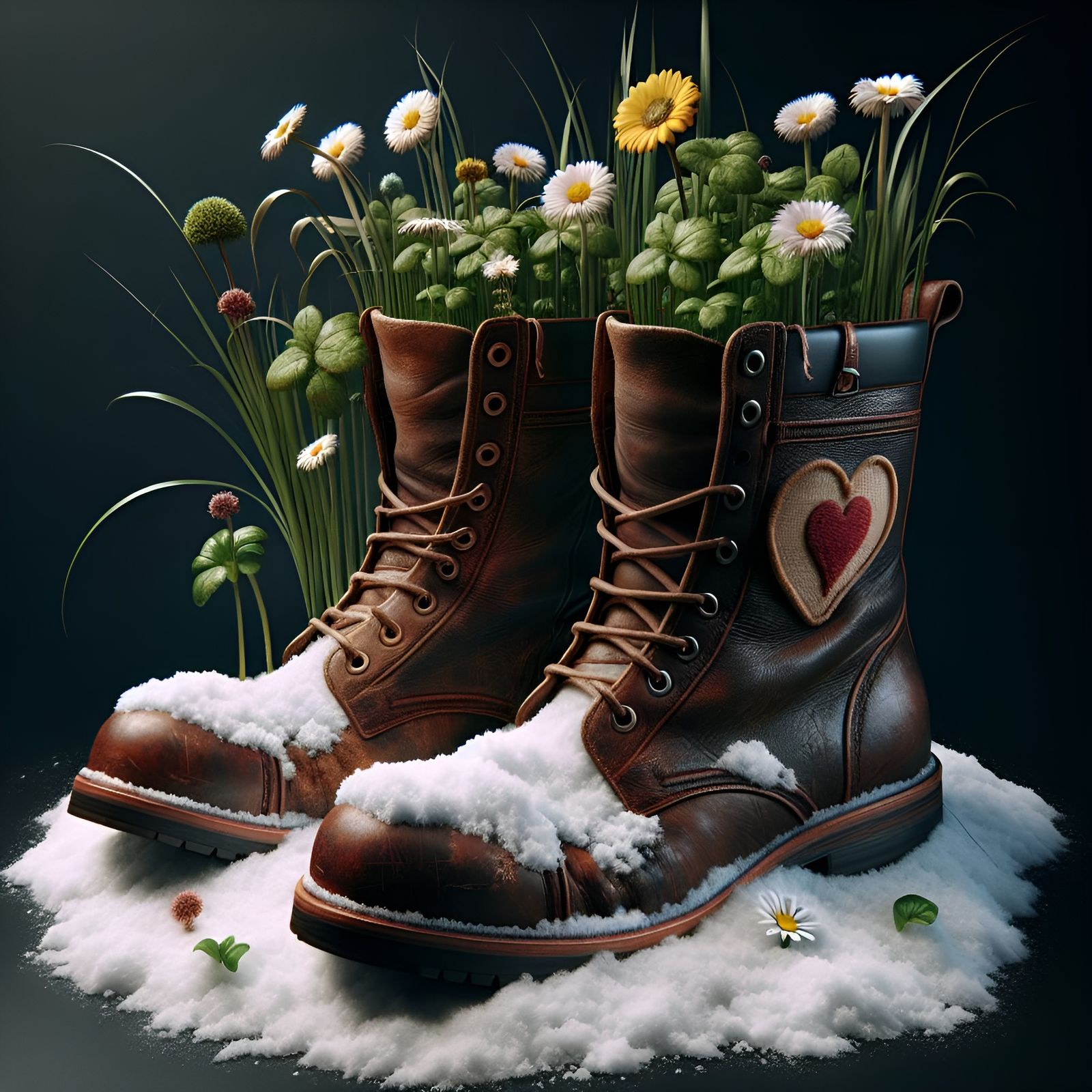 Winter Boots Bloom with Snow Flowers