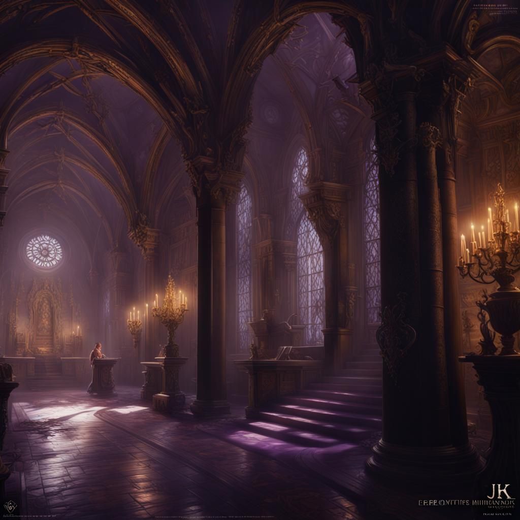 Dark Fantasy Castle Interior in Hyperdetailed Style