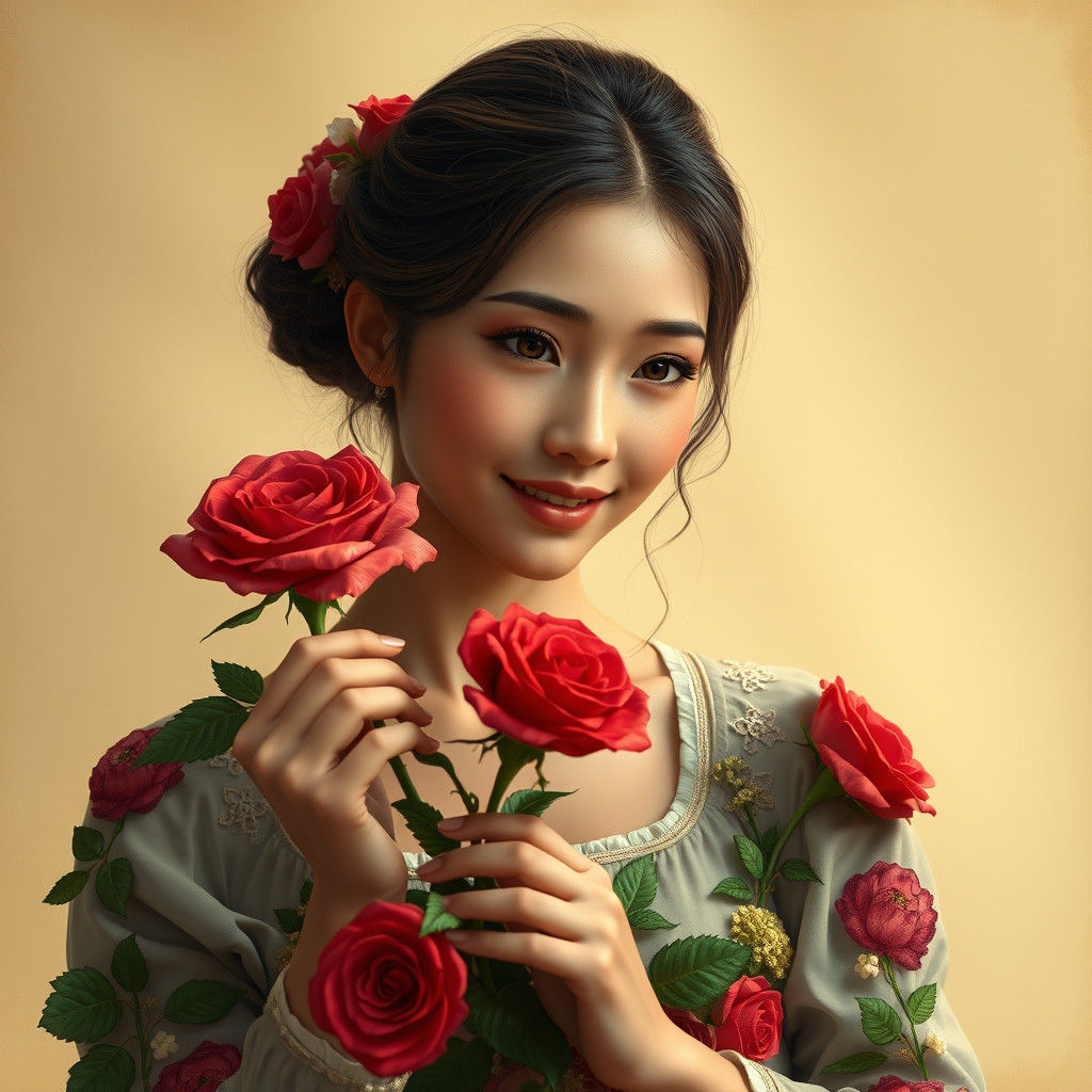 Portrait of a Rose Adorned Woman