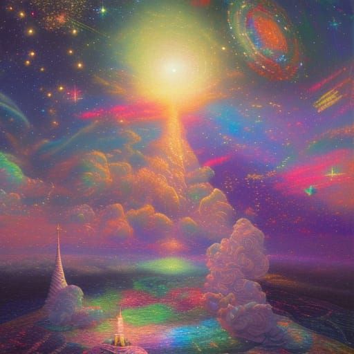 Holographic Cosmic Face in Ethereal Fantasy Style