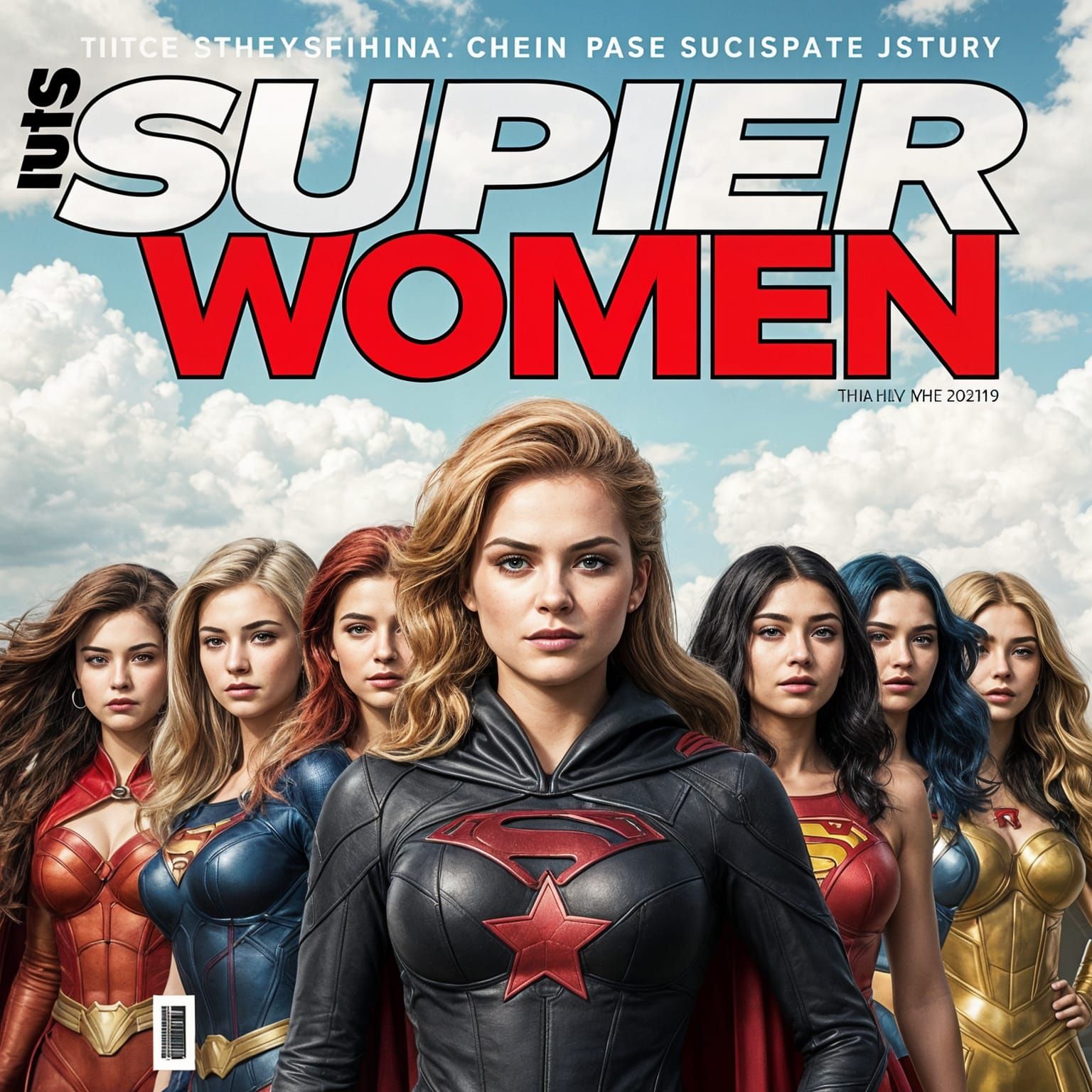 Super Women Magazine Cover with Superhero Art