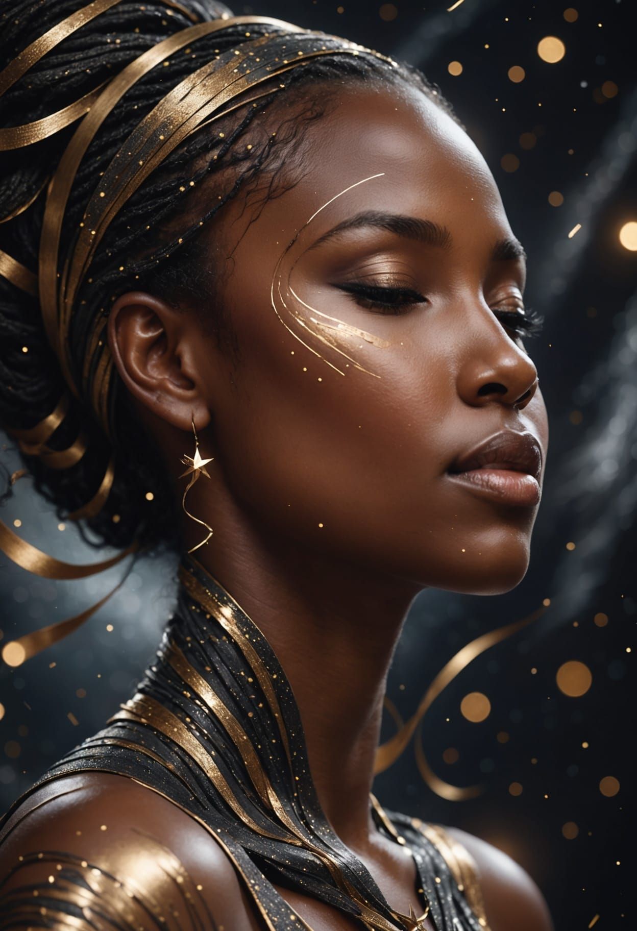Metallic Bronze Portrait in Space