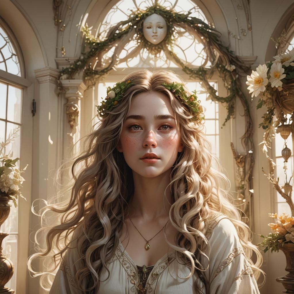 Fantastical Woman with Multiple Facial Features