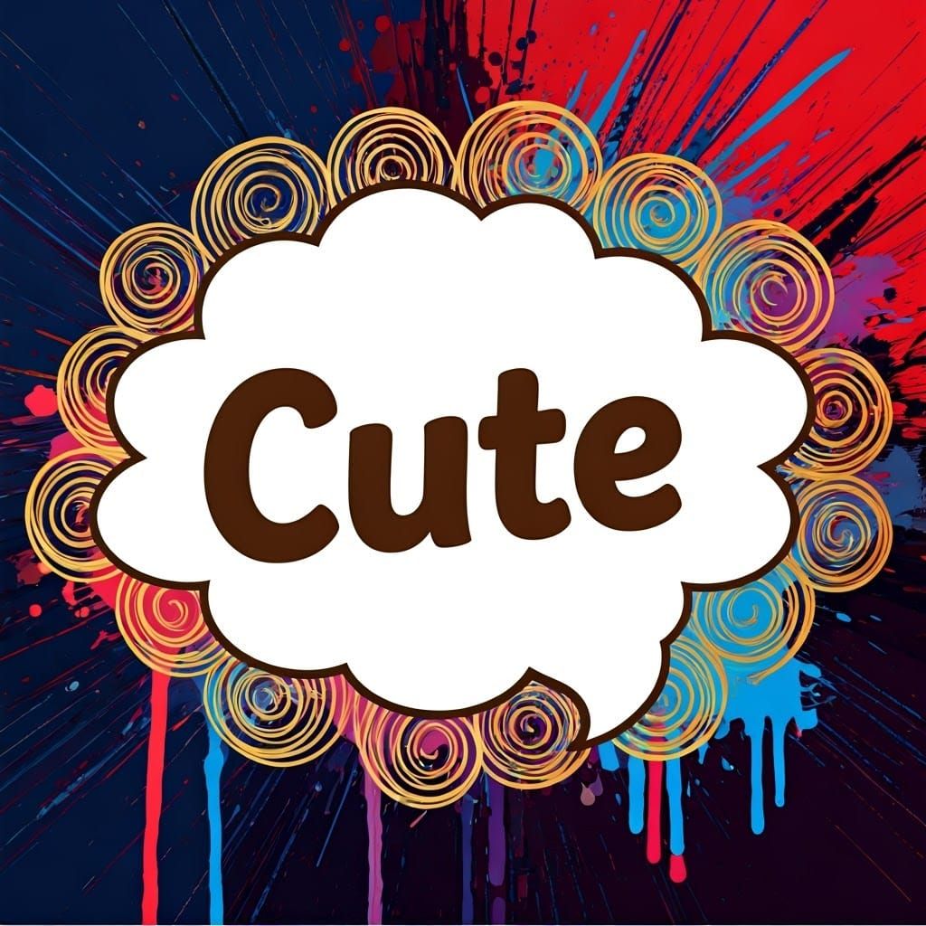 Vibrant Cartoon Speech Bubble with Gold Swirls and Complemen...