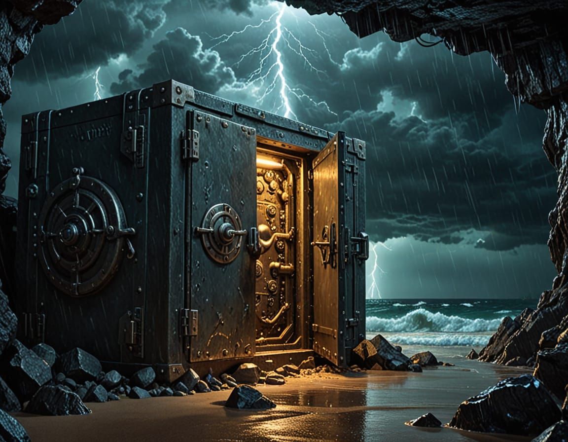 Scary Pirate Hides Treasure in Nuclear Vault by Stormy Beach