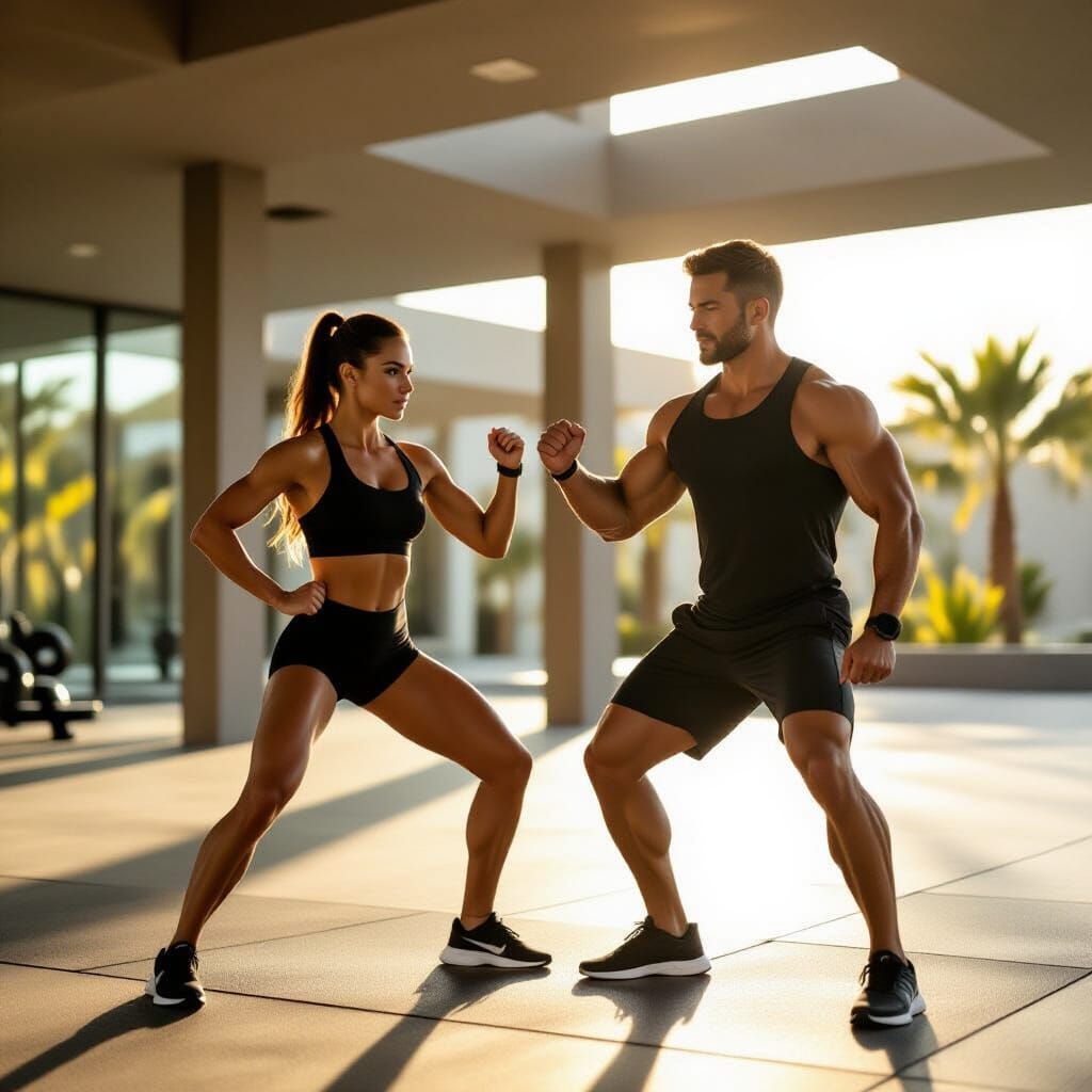 Diana and Bruce Wayne Doing Calisthenics in Golden Hour Ligh...