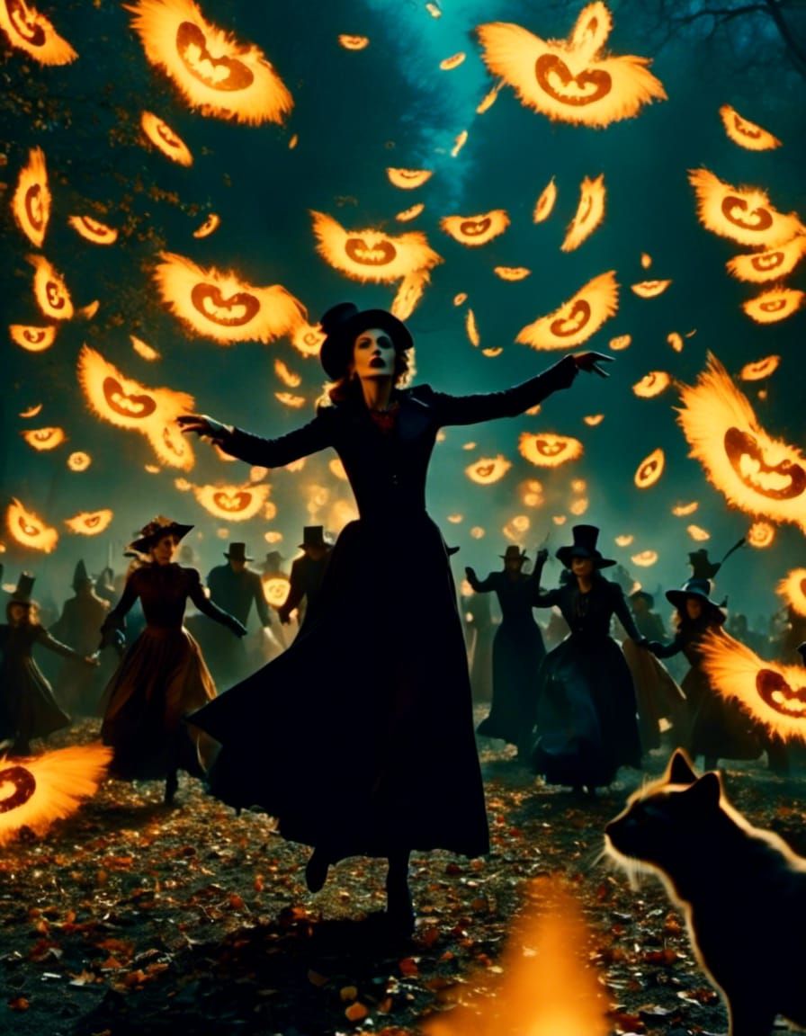 Witches' Dance in Misty Cemetery, Autochrome Style