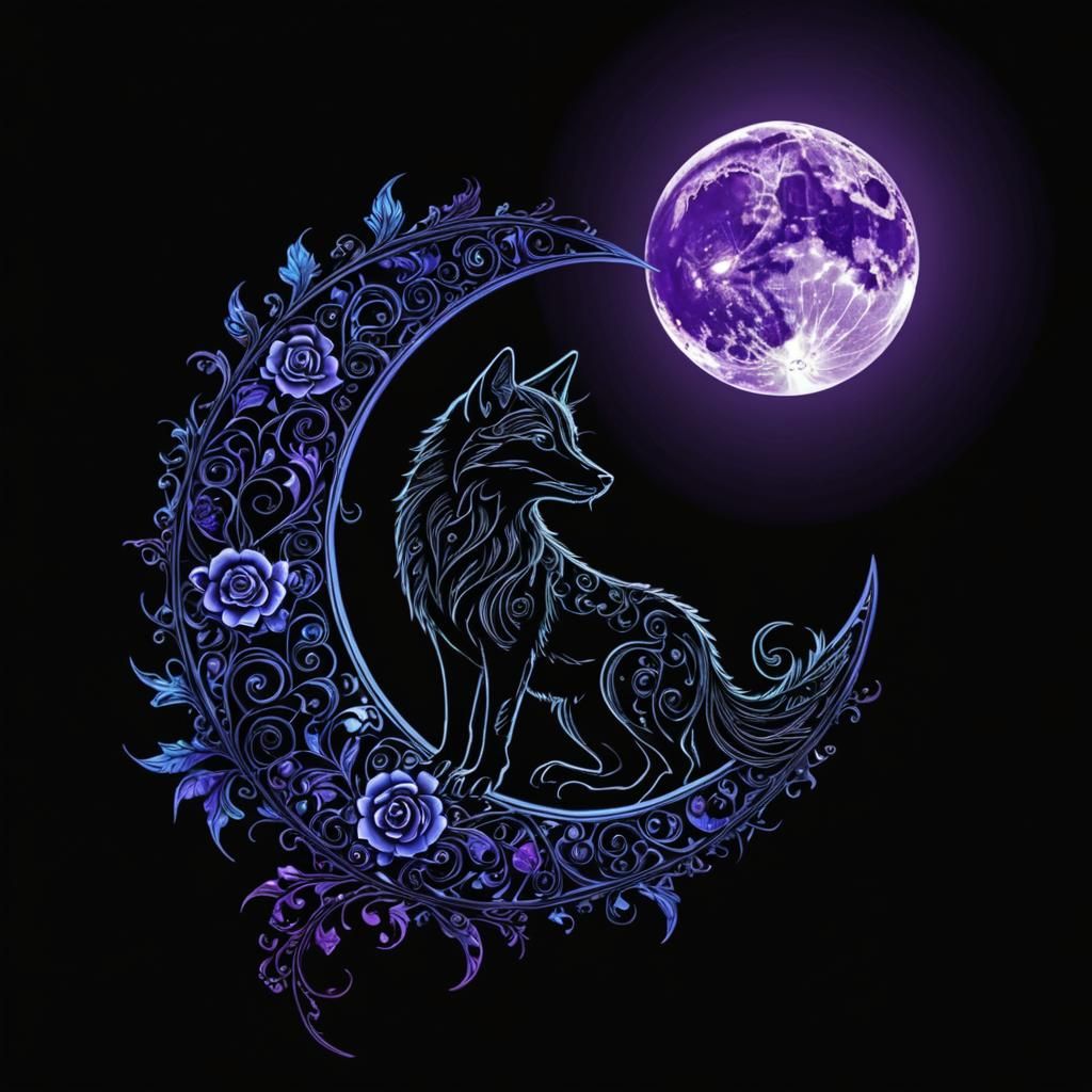 arabesque blue moon bioluminescent stars  blue rose petals, ...