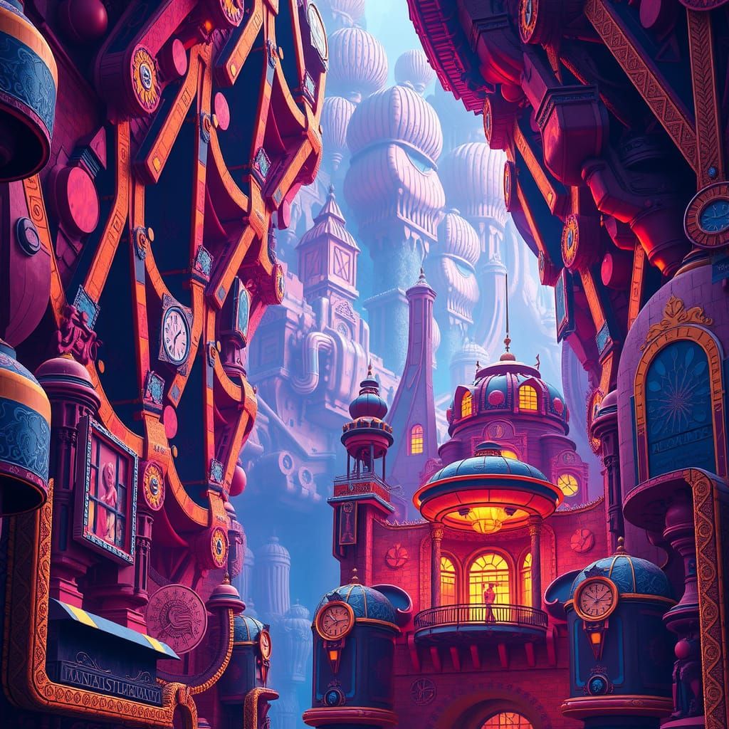 Futuristic Fantasy Landscape in Vibrant Matte Painting Style