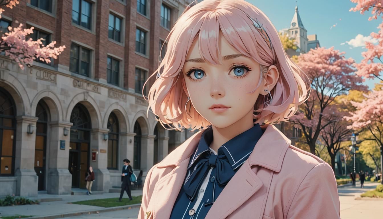 Gwen Stacy Anime Key Visual in Pastel Colors