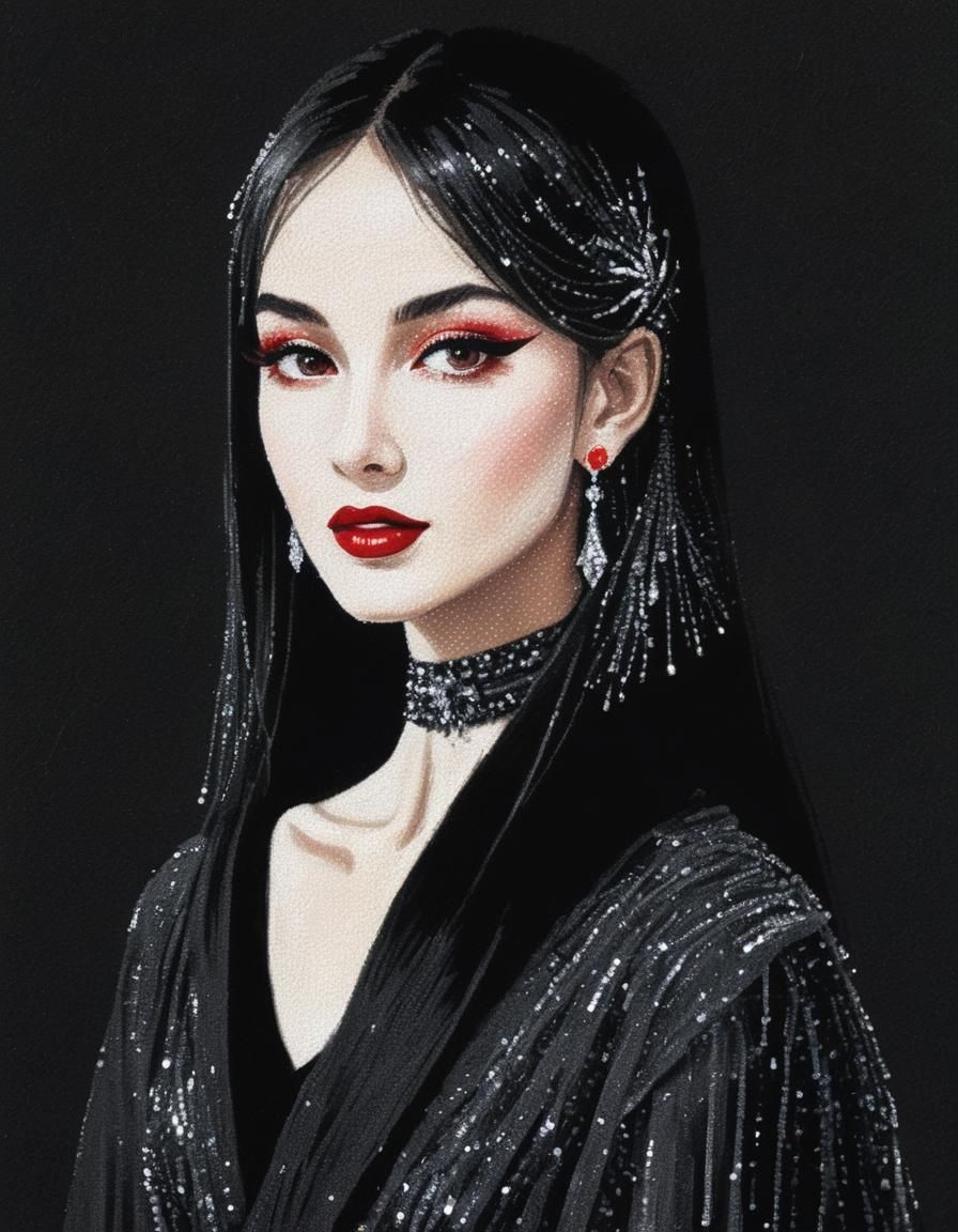 Abstract Glassy Screen Painting with Pointillist Elements